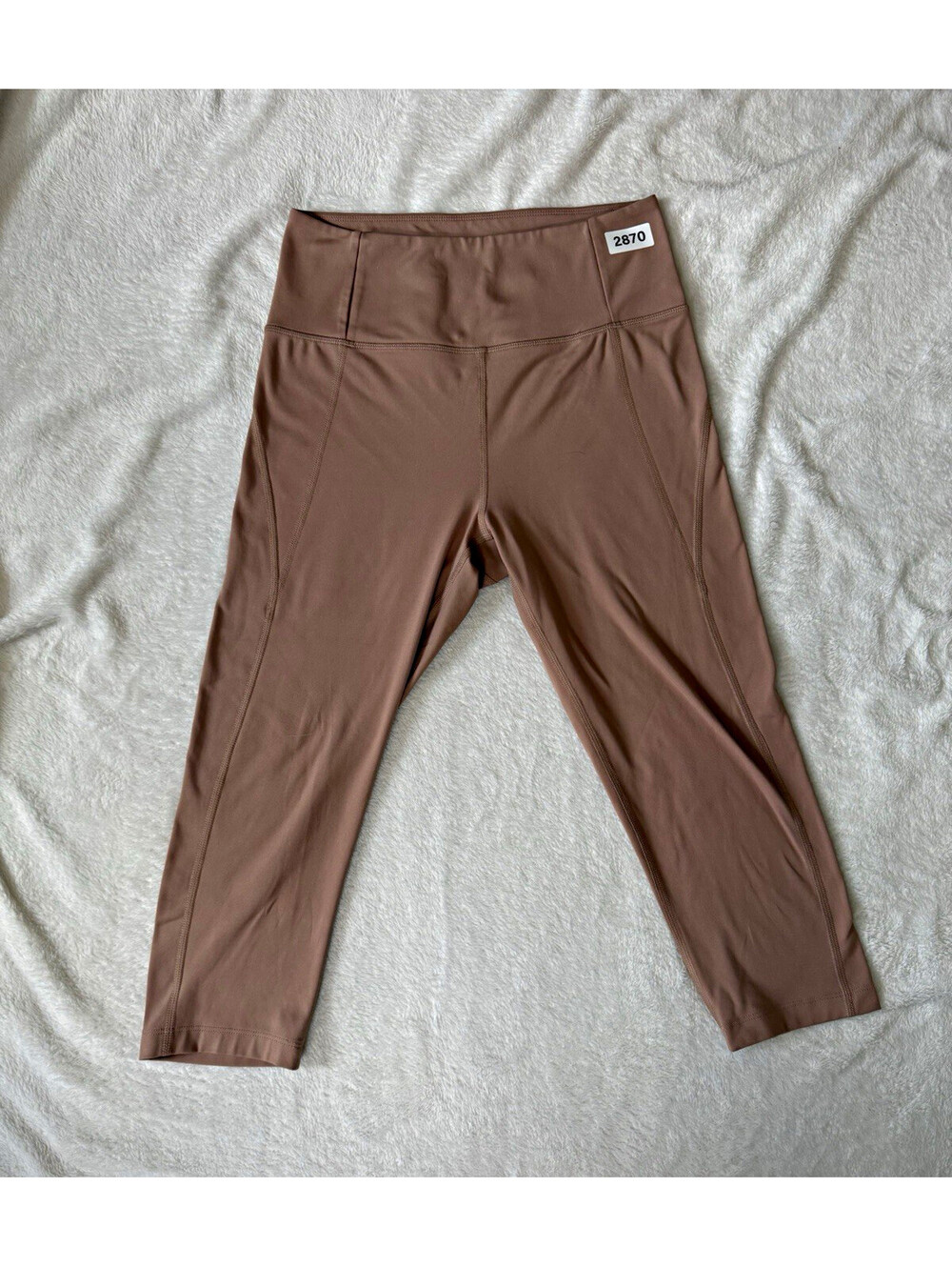 Girlfriend Collective Brown Solid High Rise Cropped Stretch Leggings Women's M